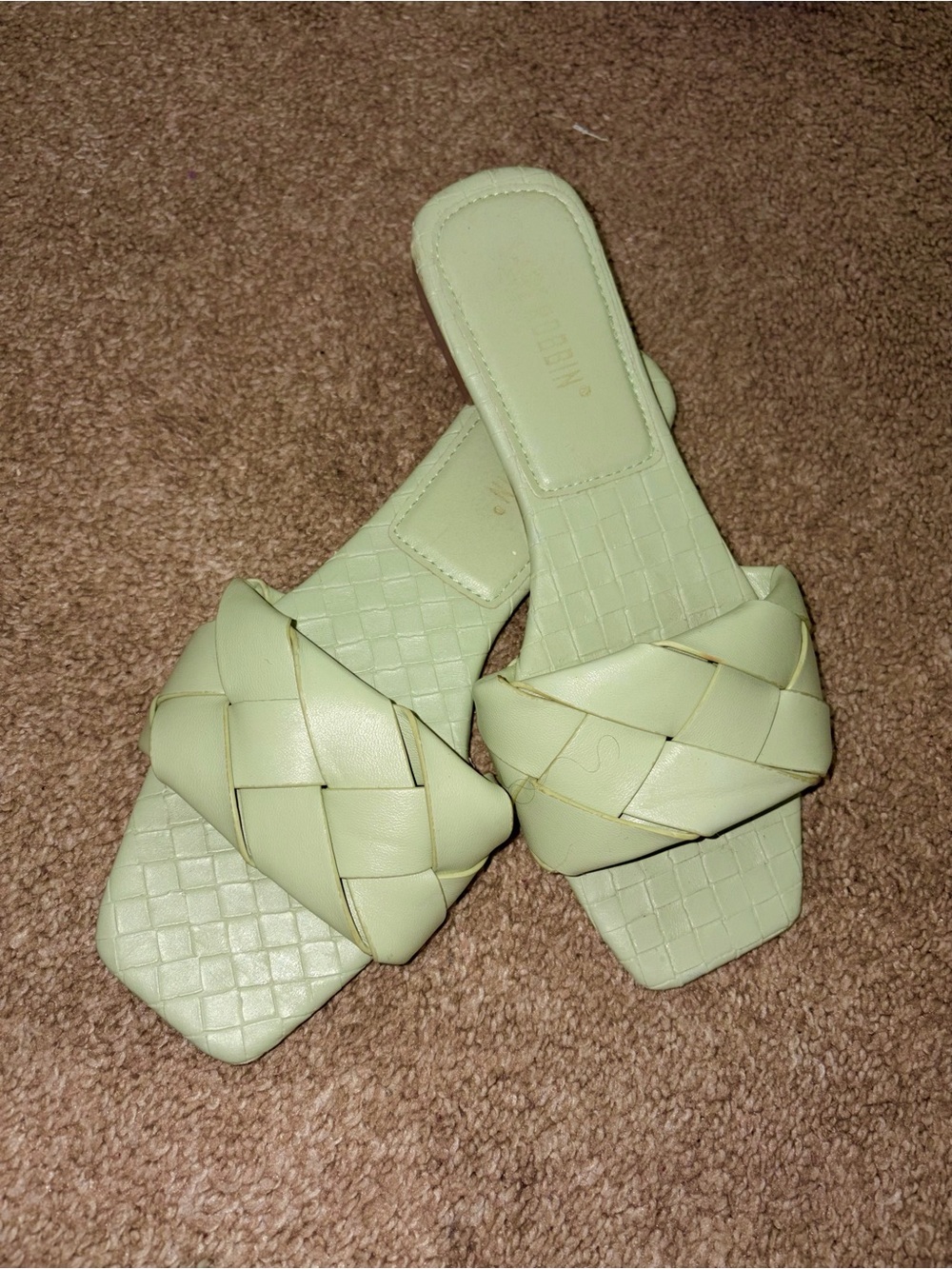 Cape Robbin Pale Green Woven Slide Sandals